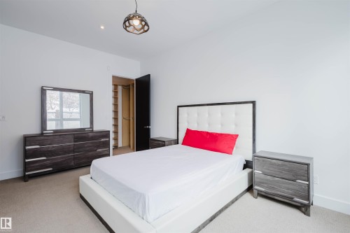 Bedroom with light carpet and recessed lighting - 6307 125 Street, Edmonton, AB - Indoor Photo Showing Bedroom