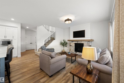 63 Willow Link, Fort Saskatchewan, AB - Indoor Photo Showing Living Room With Fireplace