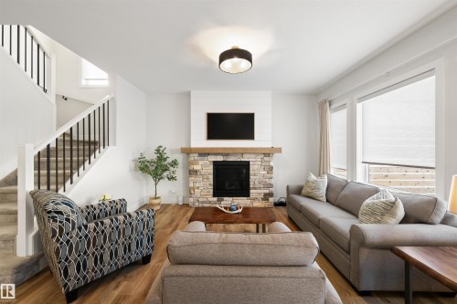 63 Willow Link, Fort Saskatchewan, AB - Indoor Photo Showing Living Room With Fireplace