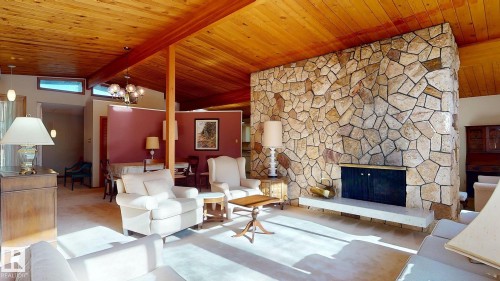 13 Valleyview Crescent, Edmonton, AB - Indoor Photo Showing Living Room With Fireplace
