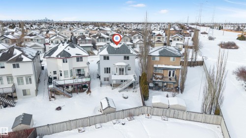 Snowy aerial view with a residential view - 3449 28 Street, Edmonton, AB - Outdoor