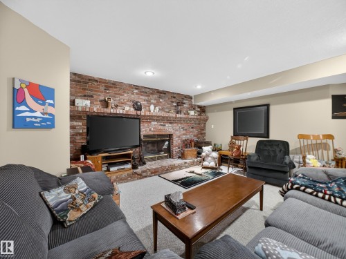 403 Twin Brooks Crescent, Edmonton, AB - Indoor Photo Showing Living Room With Fireplace