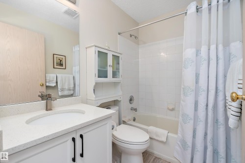 4 piece bathroom with vanity, shower / bathtub combination - 116 11620 9A Avenue, Edmonton, AB - Indoor Photo Showing Bathroom