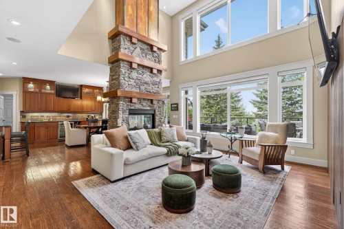 112 Windermere Drive, Edmonton, AB - Indoor Photo Showing Living Room With Fireplace