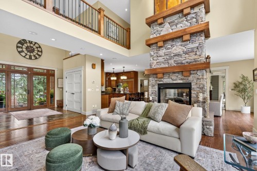 112 Windermere Drive, Edmonton, AB - Indoor Photo Showing Living Room With Fireplace