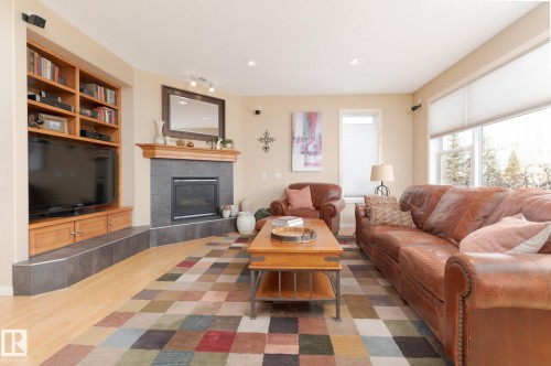 387 Calderon Crescent, Edmonton, AB - Indoor Photo Showing Living Room With Fireplace