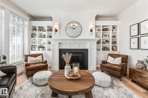 1020 Genesis Lake Boulevard, Stony Plain, AB - Indoor Photo Showing Living Room With Fireplace