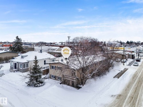 View of snowy aerial view - 5219 51 Avenue, Wetaskiwin, AB - Outdoor