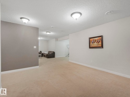 Finished below grade area featuring light colored carpet and a textured ceiling - 960 Summerside Link, Edmonton, AB - Indoor Photo Showing Other Room