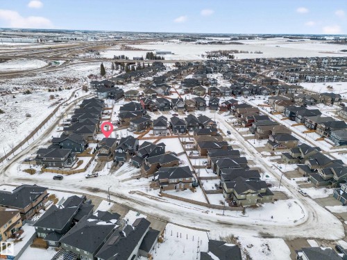 Snowy aerial view with a residential view - 1907 Adamson Terrace, Edmonton, AB - Outdoor With View