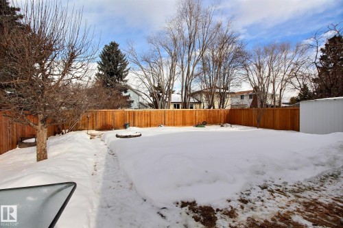 Yard layered in snow with a fenced backyard - 4520 20A Avenue, Edmonton, AB - Outdoor