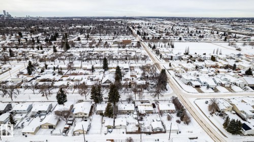 Snowy aerial view with a residential view - 12231 47 Street, Edmonton, AB - Outdoor With View