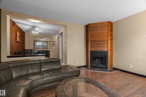 3511 43 Avenue, Edmonton, AB - Indoor Photo Showing Living Room With Fireplace