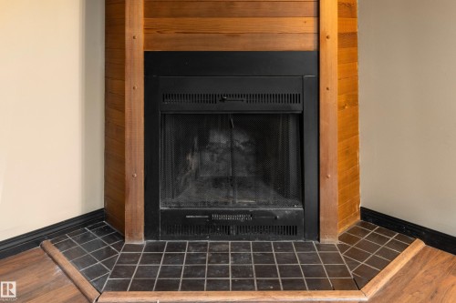 3511 43 Avenue, Edmonton, AB - Indoor Photo Showing Living Room With Fireplace