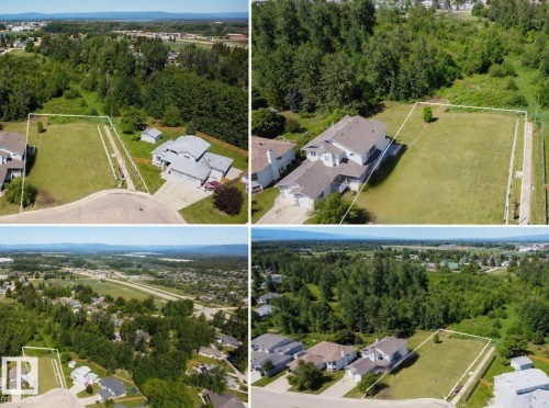 Property Boundary Survey. Depicting the perimeter of the property from multiple aerial perspectives - 21 Springwood Drive, Slave Lake, AB 