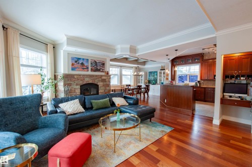 47 River Heights Drive, Edmonton, AB - Indoor Photo Showing Living Room With Fireplace