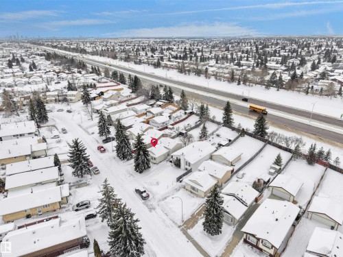 Snowy aerial view with a residential view - 17122 96 Street, Edmonton, AB - Outdoor With View