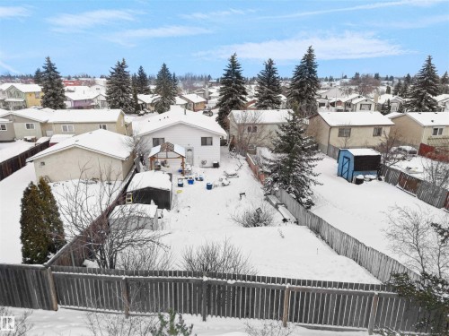 Snowy aerial view with a residential view - 17122 96 Street, Edmonton, AB - Outdoor