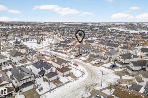 Aerial view of property's location featuring nearby suburban area - 152 Rue Marquet, Beaumont, AB - Outdoor With View