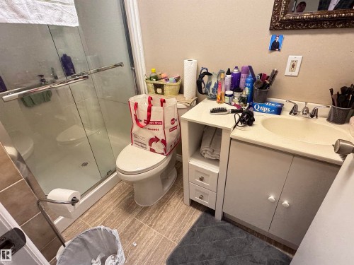 Full bath featuring a stall shower and vanity - 10503 110 Street, Westlock, AB 