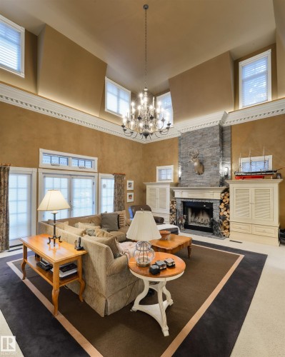 108 Westbrook Drive, Edmonton, AB - Indoor Photo Showing Living Room With Fireplace