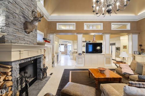 108 Westbrook Drive, Edmonton, AB - Indoor Photo Showing Living Room With Fireplace