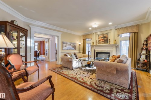 108 Westbrook Drive, Edmonton, AB - Indoor Photo Showing Living Room With Fireplace