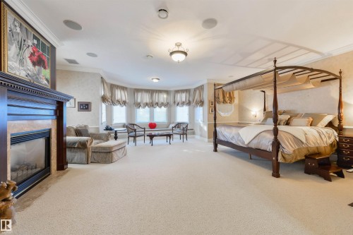 108 Westbrook Drive, Edmonton, AB - Indoor Photo Showing Bedroom With Fireplace