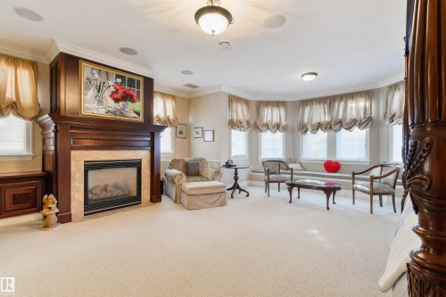 108 Westbrook Drive, Edmonton, AB - Indoor Photo Showing Living Room With Fireplace