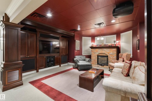 108 Westbrook Drive, Edmonton, AB - Indoor Photo Showing Living Room With Fireplace
