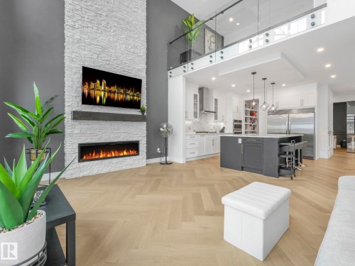41 Cannes Cove, St. Albert, AB - Indoor Photo Showing Living Room With Fireplace