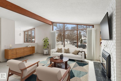 34 Andrew Crescent, St. Albert, AB - Indoor Photo Showing Living Room With Fireplace