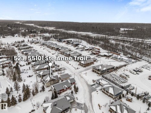 View of snowy aerial view - 523 55101 Ste. Anne Trail, Rural Lac Ste. Anne County, AB - Outdoor With View