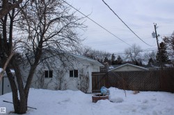 View of yard layered in snow - 