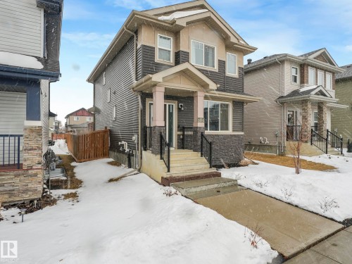Craftsman-style house with stone siding - 3510 48 Avenue, Beaumont, AB - Outdoor With Facade
