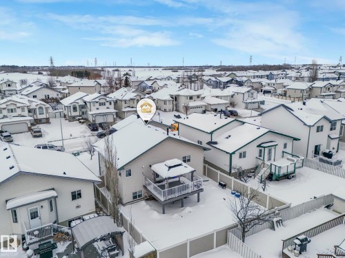 Snowy aerial view with a residential view - 2919 151A Avenue, Edmonton, AB - Outdoor With View