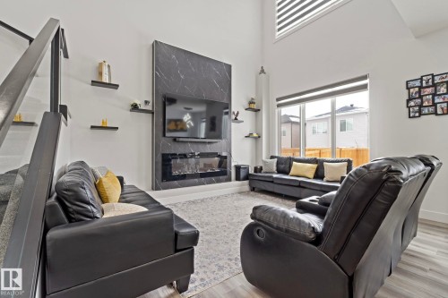 5368 Kimball Place, Edmonton, AB - Indoor Photo Showing Living Room With Fireplace
