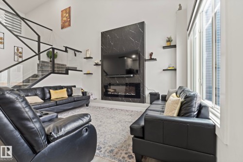 5368 Kimball Place, Edmonton, AB - Indoor Photo Showing Living Room With Fireplace