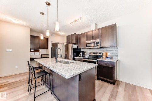 108 1144 Adamson Drive, Edmonton, AB - Indoor Photo Showing Kitchen With Double Sink With Upgraded Kitchen