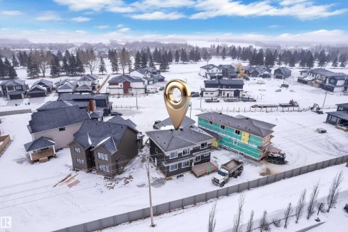 Snowy aerial view with a residential view - 159 Graybriar Dr, Stony Plain, AB - Outdoor With View