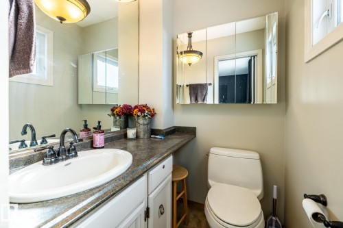 Bathroom featuring vanity and toilet - 69 Amherst Crescent, St. Albert, AB - Indoor Photo Showing Bathroom