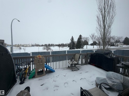 View of snow covered deck - 101 1 Aberdeen Way, Stony Plain, AB - Outdoor