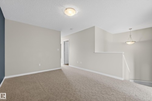 Carpeted spare room featuring a textured ceiling and baseboards - 2704 Coughlan Green, Edmonton, AB - Indoor Photo Showing Other Room