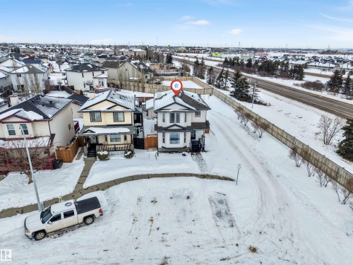 Snowy aerial view with a residential view - 4404 150 Avenue, Edmonton, AB - Outdoor