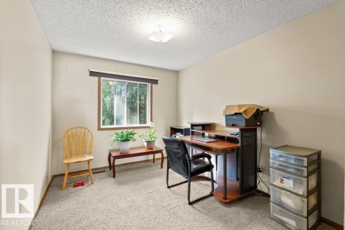Home office featuring light carpet and a textured ceiling - 10429 28A Avenue, Edmonton, AB - Indoor Photo Showing Office