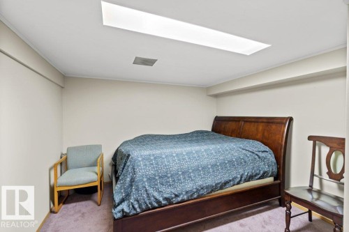 Carpeted bedroom featuring a skylight - 10429 28A Avenue, Edmonton, AB - Indoor Photo Showing Bedroom