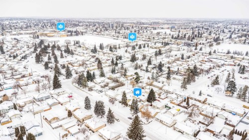 View of snowy aerial view - 8908 130 Avenue Nw, Edmonton, AB - Outdoor With View