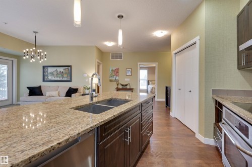 405 10126 144 Street, Edmonton, AB - Indoor Photo Showing Kitchen With Double Sink With Upgraded Kitchen