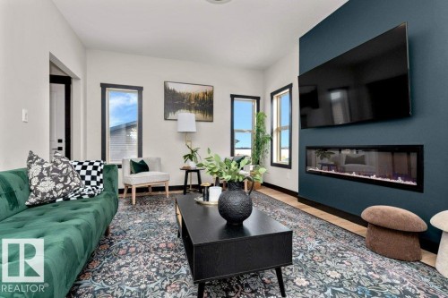 96 Garneau Gate, Spruce Grove, AB - Indoor Photo Showing Living Room With Fireplace