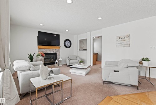 170 Galland Crescent, Edmonton, AB - Indoor Photo Showing Living Room With Fireplace